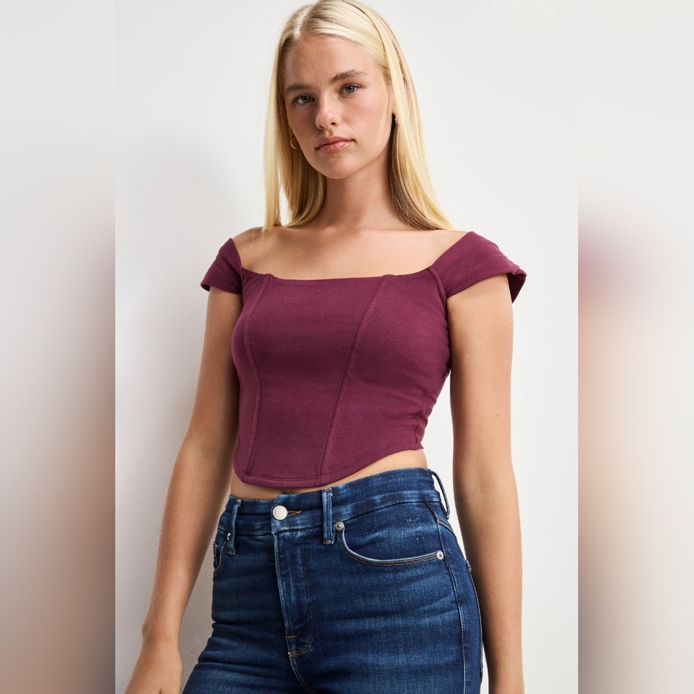 Good American Dolly Super Stretch Soft Corset Top - Fig